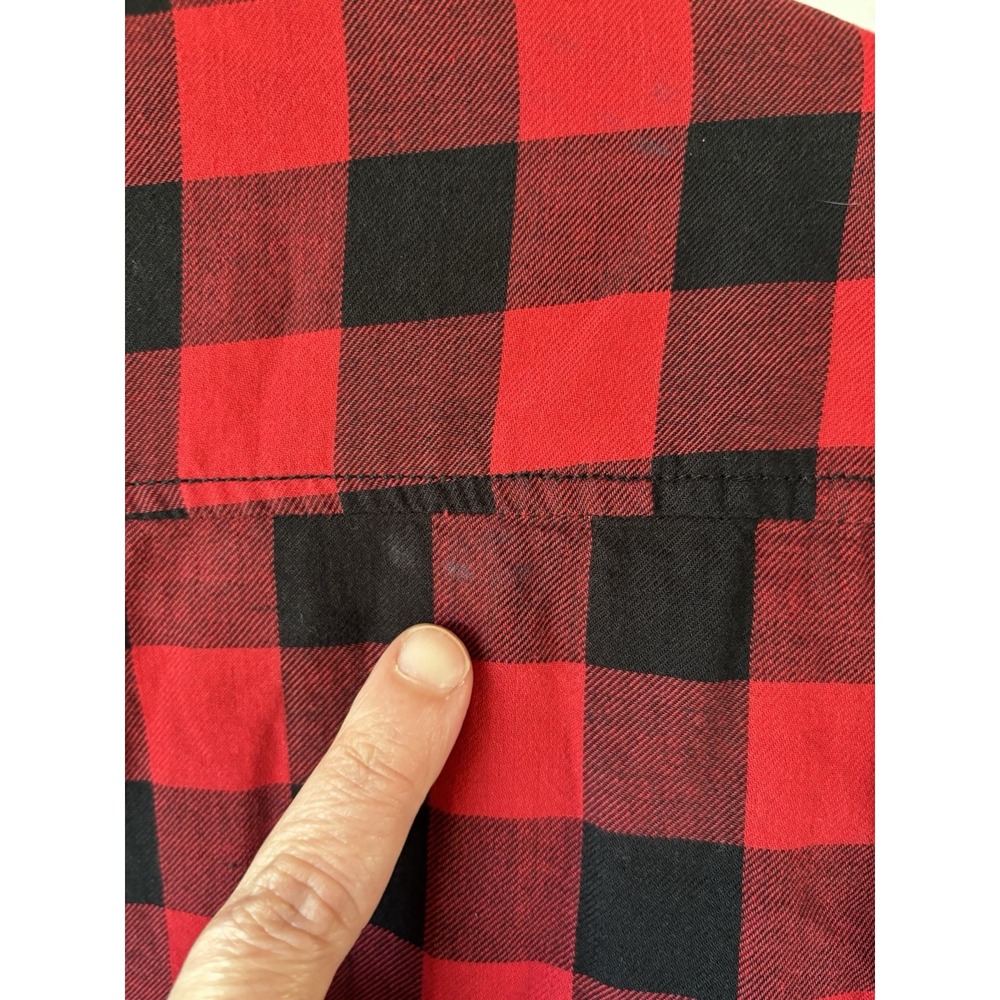 H&M Women's 8 Red Black Check Button Down Long SLV Flannel Cotton Shirt - Picture 6 of 6